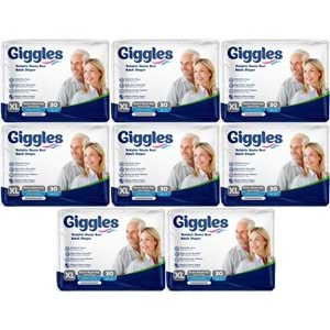 Giggles Yetişkin Bezi Bel Bantlı Tekstil Yüzey Ekstra Büyük (XL) 240 Adet (8PK*30)