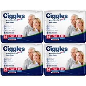 Giggles Yetişkin Bezi Bel Bantlı Tekstil Yüzey Orta - Medium (M) 120 Adet (4PK*30)