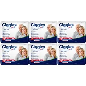 Giggles Yetişkin Bezi Bel Bantlı Tekstil Yüzey Orta - Medium (M) 180 Adet (6PK*30)