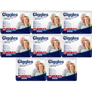 Giggles Yetişkin Bezi Bel Bantlı Tekstil Yüzey Orta - Medium (M) 240 Adet (8PK*30)