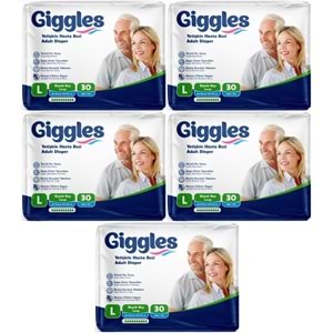 Giggles Yetişkin Bezi Bel Bantlı Tekstil Yüzey Büyük - Large (L) 150 Adet (5PK*30)