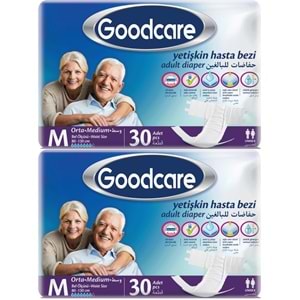 Goodcare Yetişkin Bezi Bel Bantlı Tekstil Yüzey M Medium - Orta 60 Adet (2PK*30)