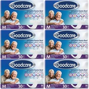 Goodcare Yetişkin Bezi Bel Bantlı Tekstil Yüzey M Medium - Orta 180 Adet (6PK*30)