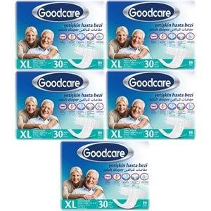 Goodcare Yetişkin Bezi Bel Bantlı Tekstil Yüzey XL Extra Large- Ekstra Büyük 150 Adet (5PK*30)