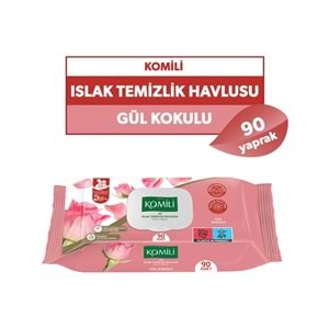 Komili Islak Havlu Mendil 90 Yaprak Gül Kokulu (48 Li Set) Pratik Kapaklı (4320 Yaprak)