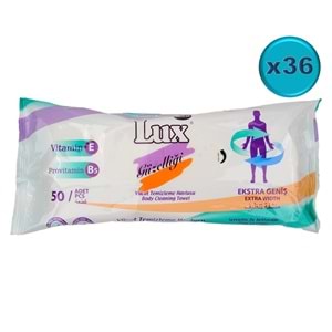 Lux Yetişkin Vücut Temizleme Islak Mendil Havlu 50 Yaprak XL (36 Lı Set)