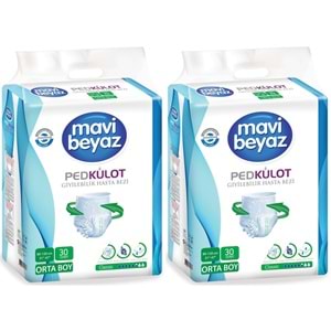 Mavi Beyaz Ped Emici Külot Yetişkin Bezi Medium Orta 60 Adet