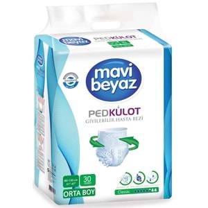 Mavi Beyaz Ped Emici Külot Yetişkin Bezi Medium Orta 60 Adet