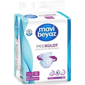 Mavi Beyaz Ped Emici Külot Yetişkin Bezi L - Large - Büyük 120 Adet