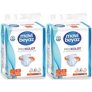 Mavi Beyaz Ped Emici Külot Yetişkin Bezi XL Ekstra Büyük 60 Adet