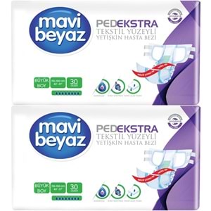 Mavi Beyaz Ped Ekstra Tekstil Yüzeyli Yetişkin Bel Bantlı Yetişkin Bezi Large Büyük 60 Adet