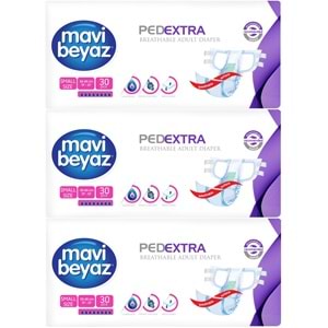 Mavi Beyaz Ped Ekstra Tekstil Yüzeyli Bel Bantlı Yetişkin Bezi S - Small - Küçük 90 Adet