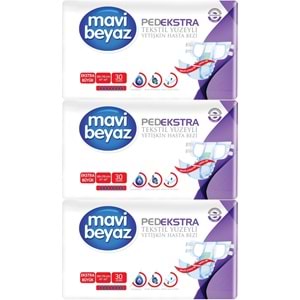 Mavi Beyaz Ped Ekstra Tekstil Yüzeyli Bel Bantlı Yetişkin Bezi XL -Extra Large -Ekstra Büyük 90 Adet