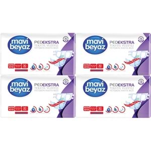 Mavi Beyaz Ped Ekstra Tekstil Yüzeyli Bel Bantlı Yetişkin Bezi XL -Extra Large -Ekstra Büyük 120 Adt