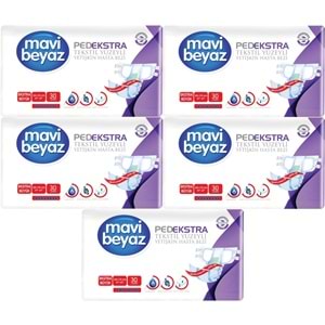 Mavi Beyaz Ped Ekstra Tekstil Yüzeyli Bel Bantlı Yetişkin Bezi XL -Extra Large -Ekstra Büyük 150 Adt