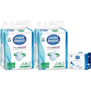 Mavi Beyaz Ped Emici Külot Yetişkin Bezi M -Medium Orta 60 Adet + Yatak Koruyucu Örtü 60*90CM 30 Adt