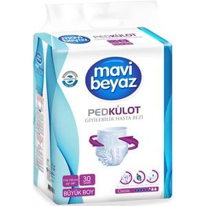 Mavi Beyaz Ped Emici Külot Yetişkin Bezi L -Large Büyük 90 Adet +Yatak Koruyucu Örtü 60x90CM 60 Adet