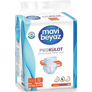 Mavi Beyaz Ped Emici Külot Yetişkin Bezi XL-Ekstra Büyük 60 Adet + Yatak Koruyucu Örtü 60*90CM 30 Adet