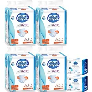 Mavi Beyaz Ped Emici Külot Yetişkin Bezi XL-Ekstra Büyük 120 Adet + Yatak Koruyucu Örtü 60*90CM 60Adet