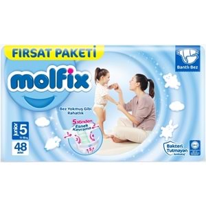 Molfix Bebek Bezi 5 Beden 11-18 KG Junior 144 Adet Aylık Fırsat Pk