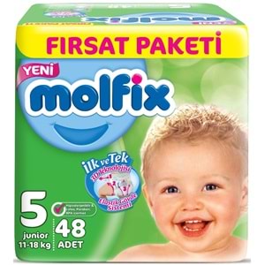Molfix Bebek Bezi 5 Beden 11-18 KG Junior 144 Adet Aylık Fırsat Pk + 9 Adet Islak Havlu