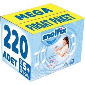 Molfix Bebek Bezi Beden:5+ (13-20Kg) Junior Plus 220 Adet Mega Fırsat Pk
