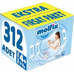 Molfix Bebek Bezi 4+ Beden 9-16 KG Maxi Plus 312 Adet Ekstra Fırsat Pk