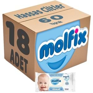 Molfix Islak Havlu Mendil İzotonik Hassas Ciltler 18 Li Set 60 Yaprak Plastik Kapaklı