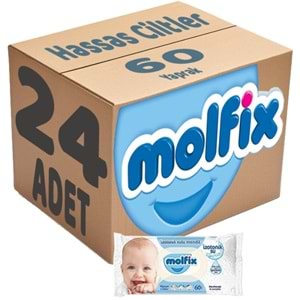 Molfix Islak Havlu Mendil İzotonik Hassas Ciltler 24 Lü Set 60 Yaprak Plastik Kapaklı