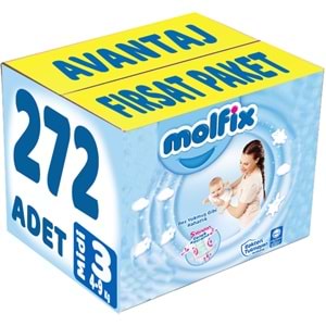 Molfix Bebek Bezi 3 Beden 4-9 KG Midi 272 Adet Avantaj Fırsat Pk
