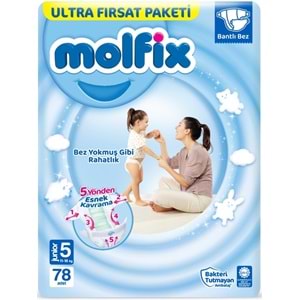 Molfix Bebek Bezi 5 Beden 11-18 KG Junior 156 Adet Ekonomik Ultra Fırsat Pk