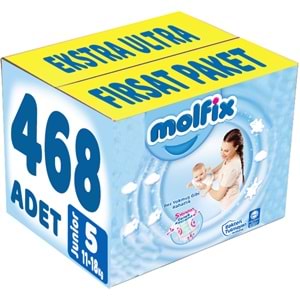 Molfix Bebek Bezi 5 Beden 11-18 KG Junior 468 Adet Ekstra Ultra Fırsat Pk