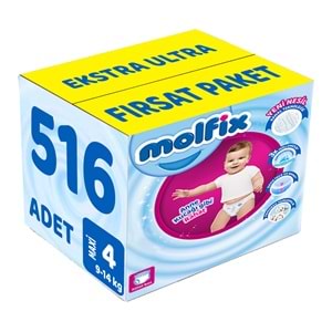 Molfix Külot Bebek Bezi 4 Beden 9-14 KG Maxi 516 Adet Ekstra Ultra Fırsat Pk