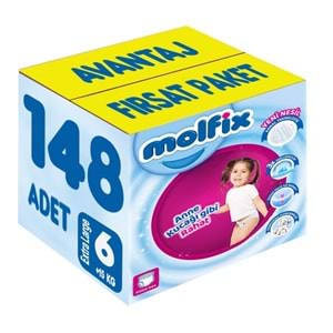 Molfix Külot Bebek Bezi 6 Beden 15+ KG Extra Large 148 Adet Avantaj Fırsat Pk