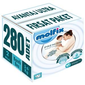 Molfix Premium Bebek Bezi 2 Beden 3-6 KG Mini 280 Adet Avantaj Ultra Fırsat Pk