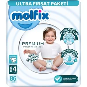 Molfix Premium Bebek Bezi 4 Beden 7-14 KG Maxi 516 Adet Ekstra Ultra Fırsat Pk