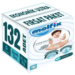 Molfix Premium Bebek Bezi 5 Beden 11-18 KG Junior 132 Adet Ekonomik Ultra Fırsat Pk