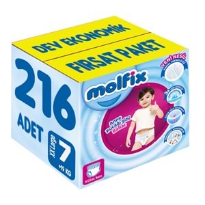 Molfix Külot Bebek Bezi 7 Beden 19+ KG XXLarge 216 Adet Dev Ekonomik Fırsat Pk
