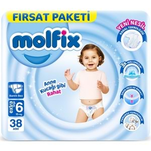 Molfix Bebek Bezi 6 Beden 15+ KG Extra Large 76 Adet Ekonomik Fırsat Pk