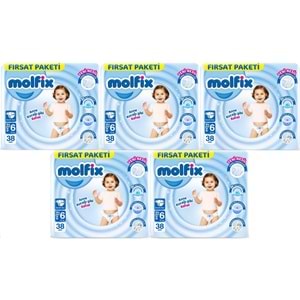 Molfix Bebek Bezi 6 Beden 15+ KG Extra Large 190 Adet MeGa Fırsat Pk