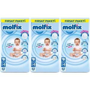 Molfix Bebek Bezi 4 Beden 7-14 KG Maxi 186 Adet Aylık Fırsat Pk