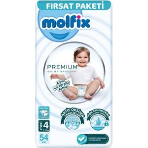 Molfix Premium Bebek Bezi 4 Beden 7-14 KG Maxi 162 Adet Fırsat Pk + 6 Adet Islak Mendil