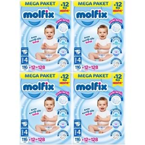 Molfix Bebek Bezi Beden:4 (7-14KG) Maxi 512 Adet Mega Avantaj Fırsat Pk
