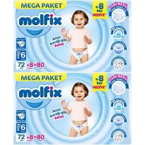 Molfix Bebek Bezi 6 Beden 15+ KG Extra Large 160 Adet Mega Ekonomik Fırsat Pk