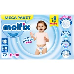 Molfix Bebek Bezi 6 Beden 15+ KG Extra Large 160 Adet Mega Ekonomik Fırsat Pk