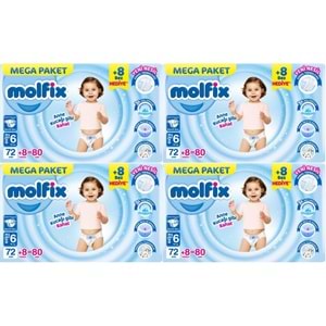 Molfix Bebek Bezi 6 Beden 15+ KG Extra Large 320 Adet Mega Avantaj Fırsat Pk