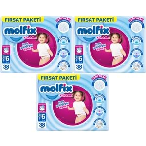 Molfix Külot Bebek Bezi 6 Beden 15+ KG Extra Large 114 Adet Aylık Fırsat Pk