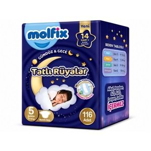 Molfix Tatlı Rüyalar Bebek Bezi 5 Beden 11-18 KG Junior 116 Adet Ekonomik Fırsat Pk