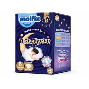 Molfix Tatlı Rüyalar Bebek Bezi 6 Beden15+ KG Extra Large 240 Adet Mega Fırsat Pk