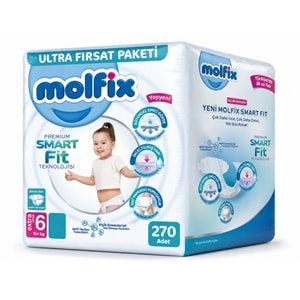 Molfix Premium Smart Fit Bebek Bezi 6 Beden 15+ KG Extra Large 270 Adet Mega Ultra Fırsat Pk